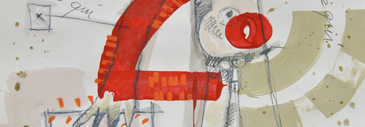 Opera dell'artista Senese ALessandro Grazi, che unisce dinamismo del segno e fusione tra immagine e parola