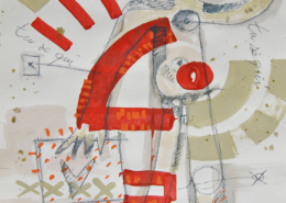 Opera dell'artista Senese ALessandro Grazi, che unisce dinamismo del segno e fusione tra immagine e parola