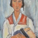 Copia d’autore ispirata a Modigliani, ritratto di giovane ragazza