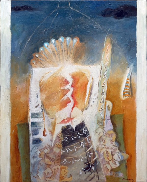 Dipinto Un bacio nel tempio di Gianni Baccaro, 2025