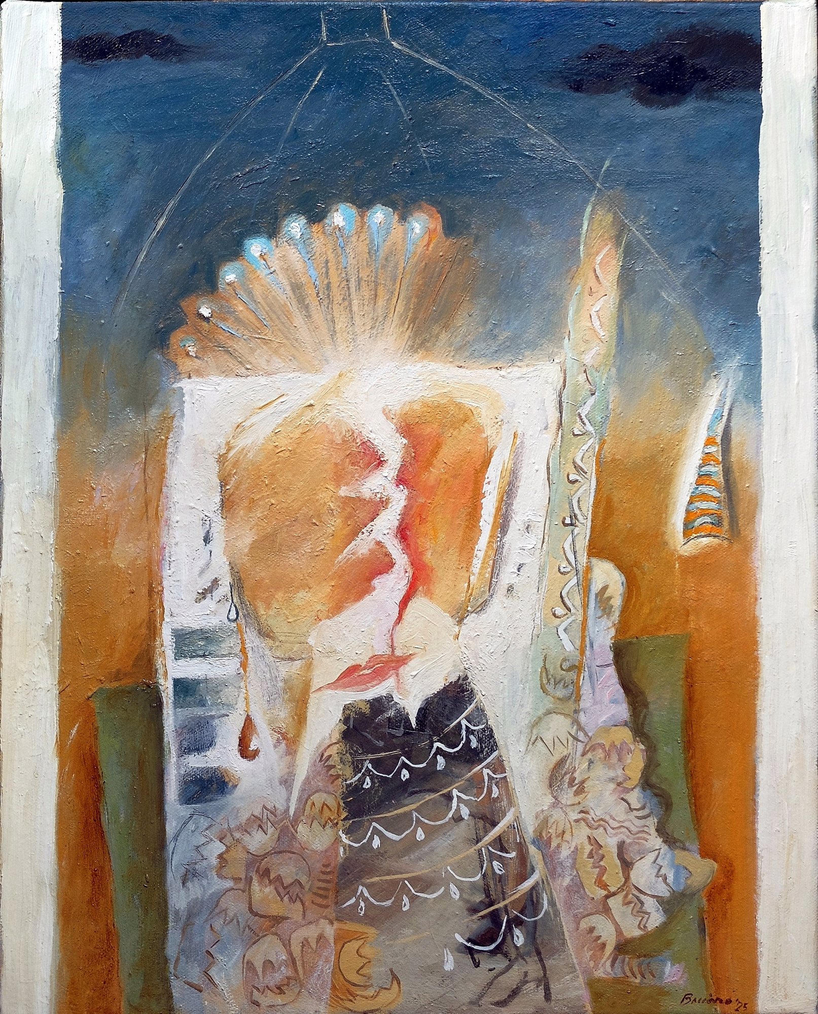 Dipinto Un bacio nel tempio di Gianni Baccaro, 2025