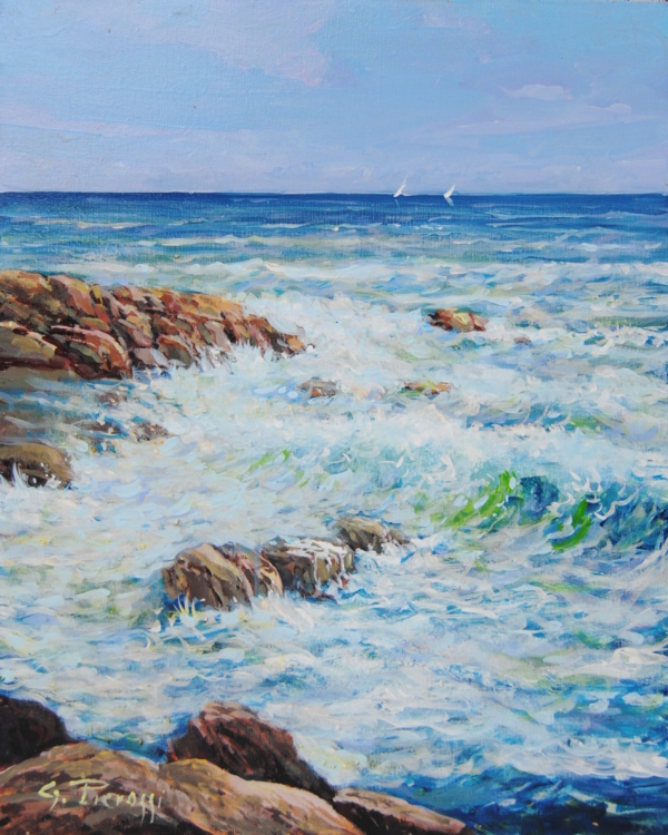 Mareggiata di Giuseppe Pierozzi, olio su tela 50x40 cm