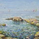 Scogli ad Antignano di Giuseppe Pierozzi, olio su tavola 30x40 cm