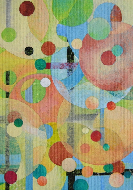 Mary Cappiello, Oltre le Gabbie – Mondi di Luce in Fuga, sfere luminose che sfuggono a gabbie astratte