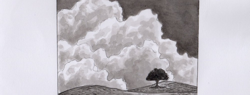 Opera artistica in bianco e nero nella Galleria Melograno