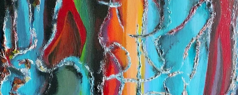 Paola Caporilli fuochi fatui Opera artistica astratta nella Galleria Melograno