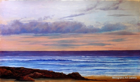 Quadro di Alessandro Danzini. Spettacolare tramonto sul mare di Livorno