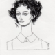 Ritratto femminile di Alessia Bernardeschi, realizzato a china in bianco e nero espressione intensa e delicata.