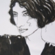Ritratto femminile di Alessia Bernardeschi, realizzato a china in bianco e nero espressione intensa e delicata.