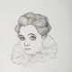 Ritratto femminile di Alessia Bernardeschi, realizzato a china in bianco e nero espressione intensa e delicata.