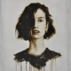 Quadro di Davide Robert Ross, opera a bitume su lastra metallica con figura femminile contemporanea