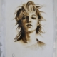 Quadro di Davide Robert Ross, opera a bitume su lastra metallica con figura femminile contemporanea