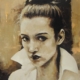 Quadro di Davide Robert Ross, opera a bitume su tela con figura femminile contemporanea