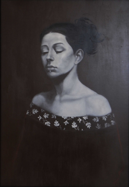 Quadro di Davide Robert Ross, dipinto a olio e tecnica mista con figura femminile contemporanea
