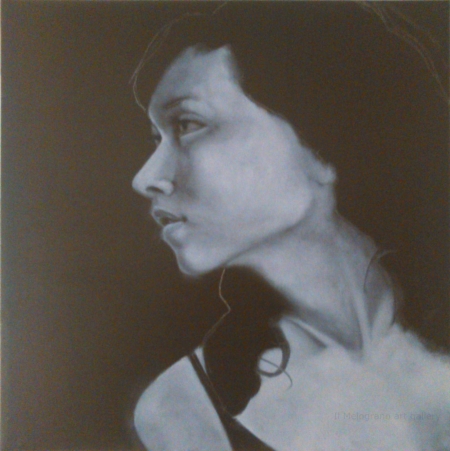 Quadro di Davide Robert Ross, dipinto a olio e tecnica mista su tela con figura femminile contemporanea