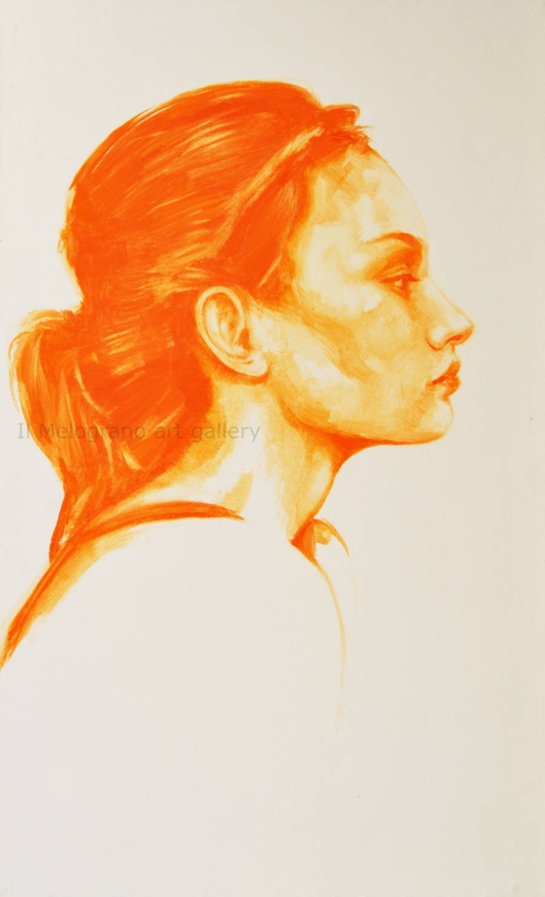 Quadro di Davide Robert Ross, dipinto a olio e tecnica mista su tela con figura femminile contemporanea