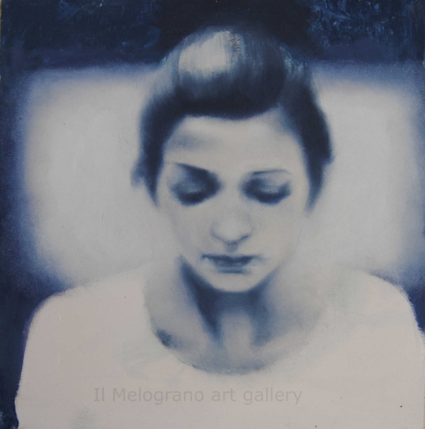 Quadro di Davide Robert Ross, dipinto a olio e tecnica mista su tela con figura femminile contemporanea