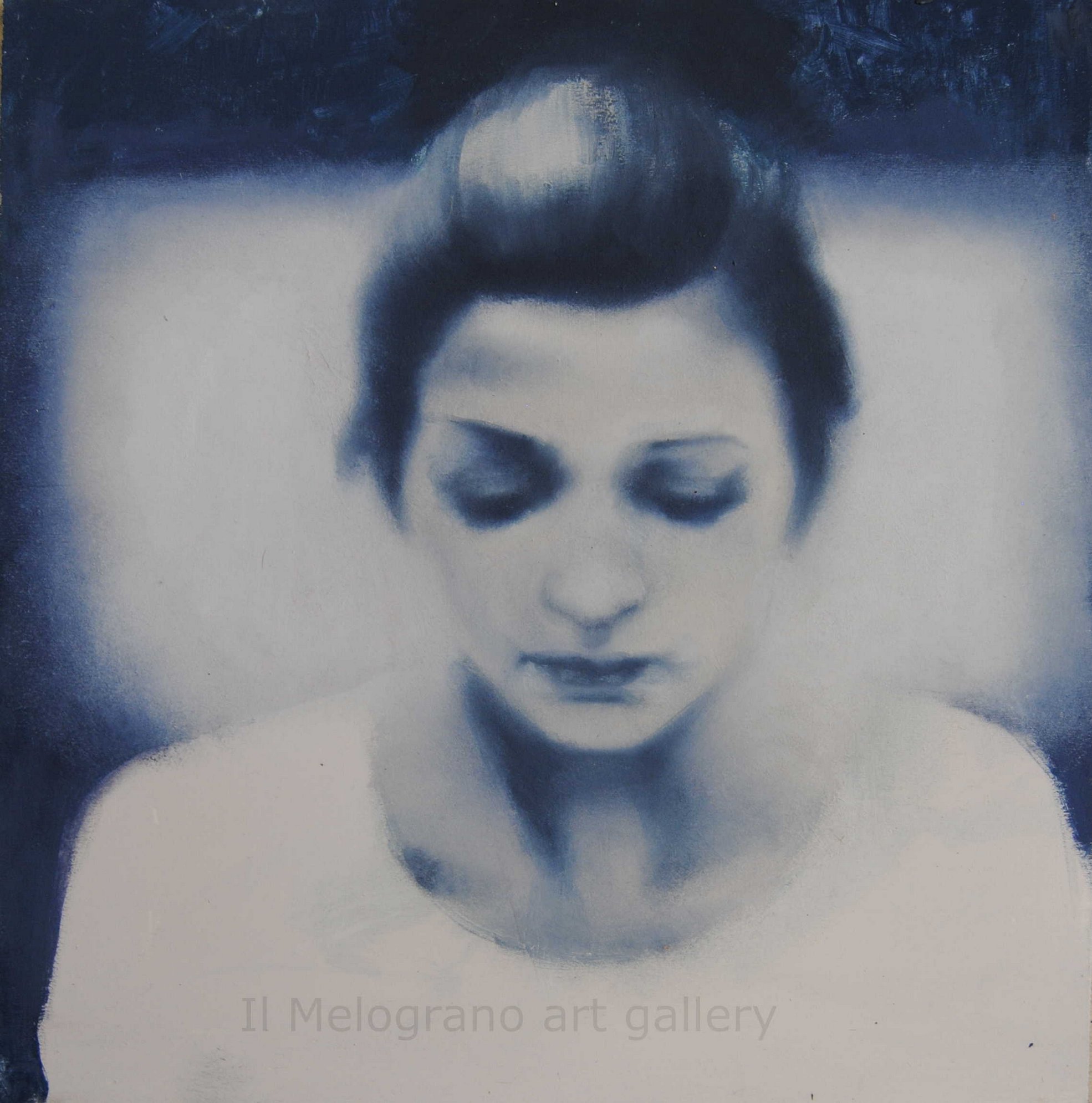 Quadro di Davide Robert Ross, dipinto a olio e tecnica mista su tela con figura femminile contemporanea