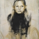 Quadro di Davide Robert Ross, opera a bitume su tela con figura femminile contemporanea