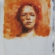 Quadro di Davide Robert Ross, dipinto a olio e tecnica mista su lastra metallica con figura femminile contemporanea