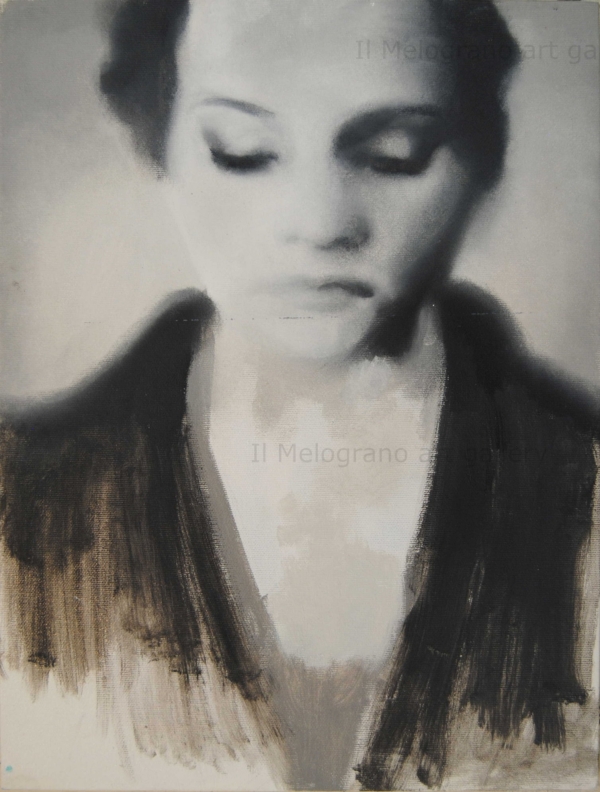 Quadro di Davide Robert Ross, dipinto a olio e tecnica mista su tela con figura femminile contemporanea