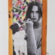 Collage “L’attesa” di Elisa Biagiotti, donna, cane e fiori, collage analogico su riviste vintage, arte concettuale 2025