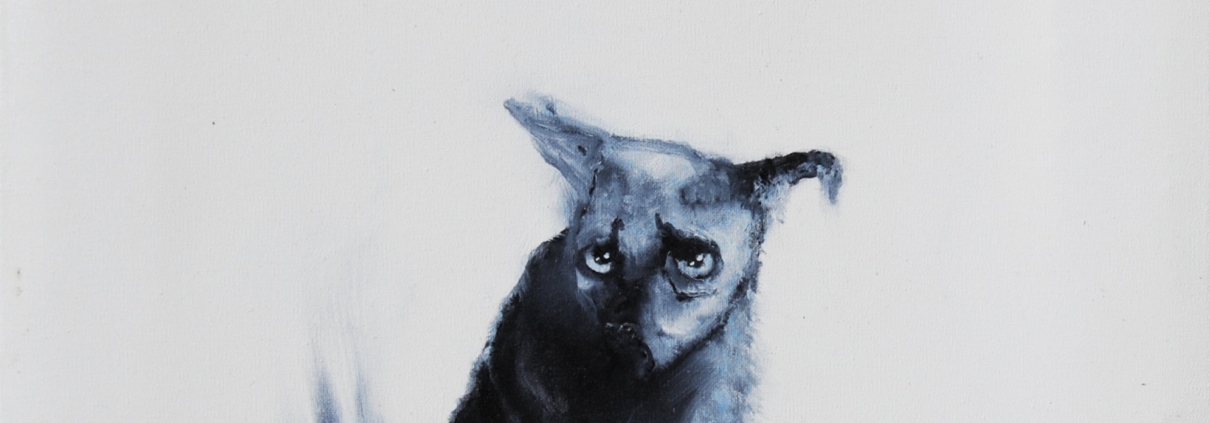 Opera di Francesco Manenti, cane dall'espressione sofferente, metafora dell’anima umana e dei suoi drammi