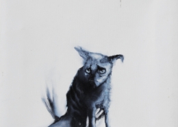 Opera di Francesco Manenti, cane dall'espressione sofferente, metafora dell’anima umana e dei suoi drammi