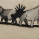 Cane stilizzato in matita, carboncino o pastello di Francesco Manenti, figura esistenziale in tensione, pittura evocativa