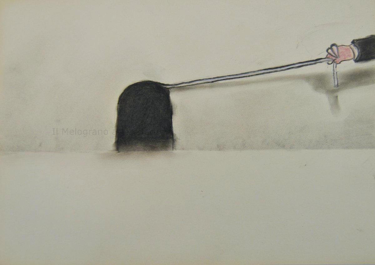 Cane stilizzato in matita, carboncino o pastello di Francesco Manenti, figura esistenziale in tensione, pittura evocativa
