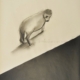 Cane stilizzato in matita, carboncino o pastello di Francesco Manenti, figura esistenziale in tensione, pittura evocativa