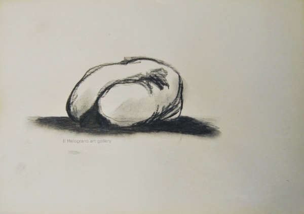 Cane stilizzato in matita, carboncino o pastello di Francesco Manenti, figura esistenziale in tensione, pittura evocativa