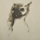 Cane stilizzato in matita, carboncino o pastello di Francesco Manenti, figura esistenziale in tensione, pittura evocativa