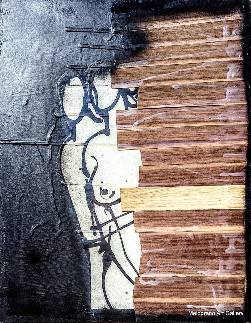 Opera di futurboba Serie "Nel cuore del legno". Strati di amore balordo