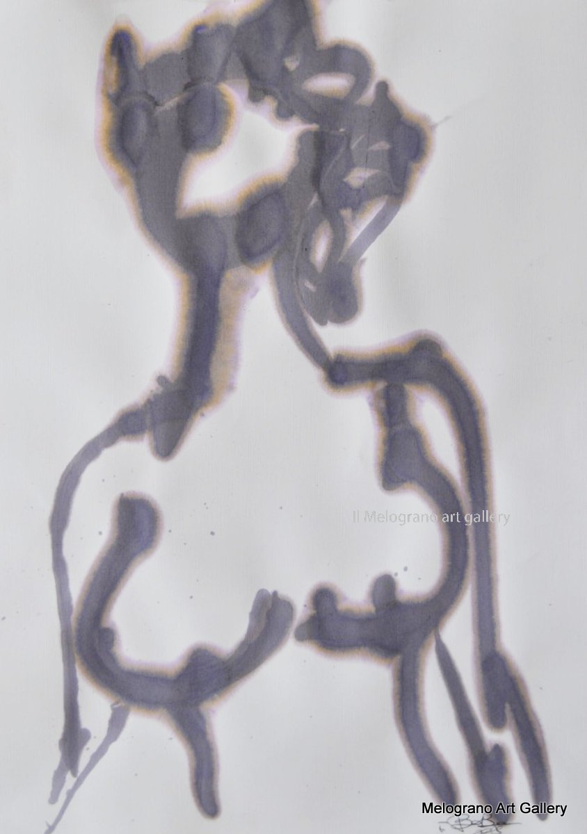 Disegno su carta di Futurboba realizzato con marker diluito in alcool, linea morbida. Un omaggio alla Donna e all'Amore