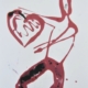 Disegno su carta di Futurboba realizzato con marker diluito in alcool, linea morbida e soggetto amoroso con cuore