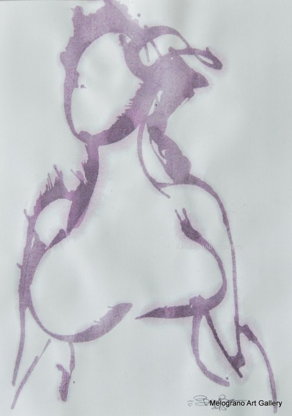 Disegno su carta di Futurboba realizzato con marker diluito in alcool, linea morbida. Un omaggio alla Donna e all'Amore