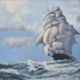 Veliero a vele spiegate sul mare – dipinto realistico contemporaneo di Giovanni Graziani