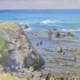 Quadro di paesaggio sul mare livornese all'Antignano, opera di Gloria Geraci, pittrice livornese della scuola labronica