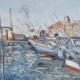 Scorcio di Livorno dipinto da Luca Ceccanti, pittura figurativa dal vivo, colori e luci impressioniste.