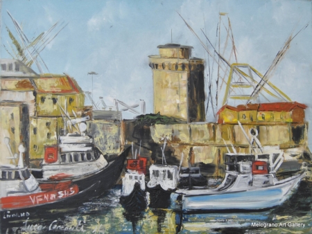Scorcio di Livorno dipinto da Luca Ceccanti, pittura figurativa dal vivo, colori e luci impressioniste.