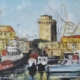 Scorcio di Livorno dipinto da Luca Ceccanti, pittura figurativa dal vivo, colori e luci impressioniste.