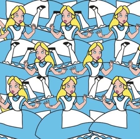 Alice, serie Supereroi di Luigi Massa, colori rivisitati, pattern serrato su cartoncino