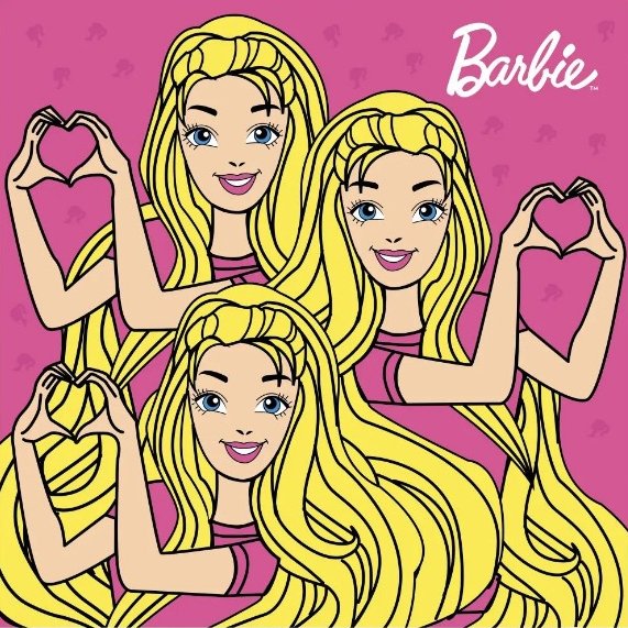 Barbie, serie Supereroi di Luigi Massa, colori rivisitati, pattern serrato su cartoncino