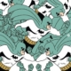 Batman, serie Supereroi di Luigi Massa, colori rivisitati, pattern serrato su cartoncino