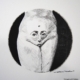 Disegno a china di Matteo Torri, corpo femminile e volto uniti in un cerchio nero