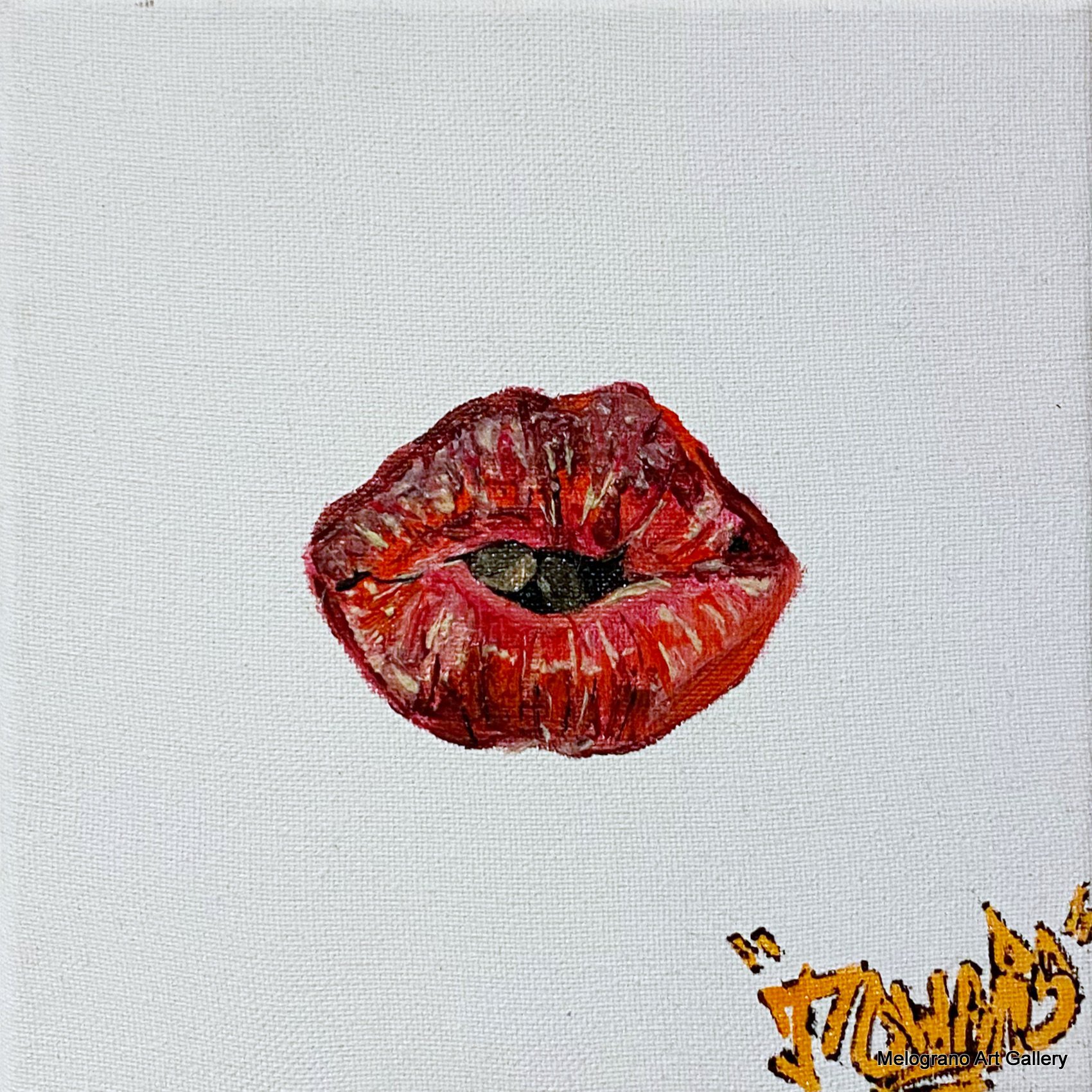 Tela Red Mouth di Matteo Torri, bocca rossa isolata su fondo bianco