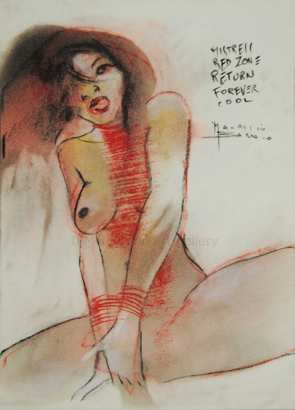 Le donne di Maurizio Barraco a carboncino e pastelli su carta. Sono nude, malinconiche, tragiche, simbolo di fragilità e consapevolezza.