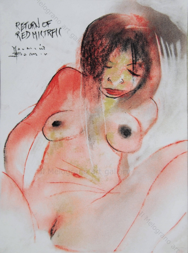 Le donne di Maurizio Barraco a carboncino e pastelli su carta. Sono nude, malinconiche, tragiche, simbolo di fragilità e consapevolezza.