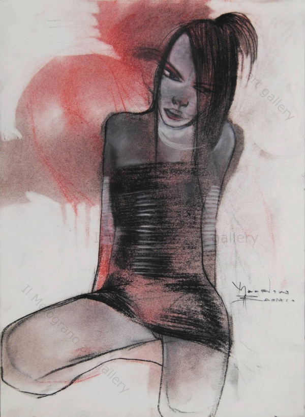 Le donne di Maurizio Barraco a carboncino e pastelli su carta. Sono nude, malinconiche, tragiche, simbolo di fragilità e consapevolezza.